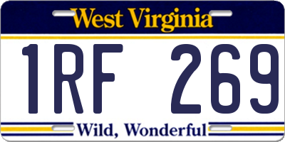 WV license plate 1RF269