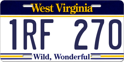 WV license plate 1RF270
