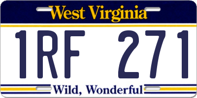WV license plate 1RF271