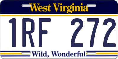 WV license plate 1RF272