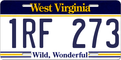 WV license plate 1RF273
