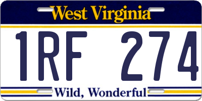 WV license plate 1RF274