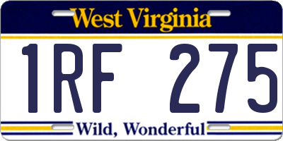 WV license plate 1RF275