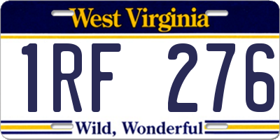 WV license plate 1RF276