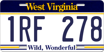 WV license plate 1RF278