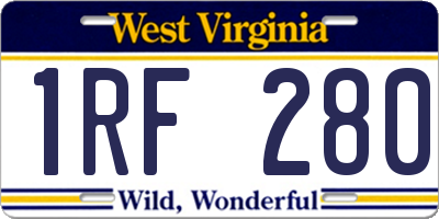 WV license plate 1RF280