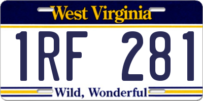 WV license plate 1RF281