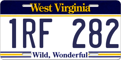 WV license plate 1RF282