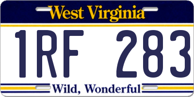 WV license plate 1RF283