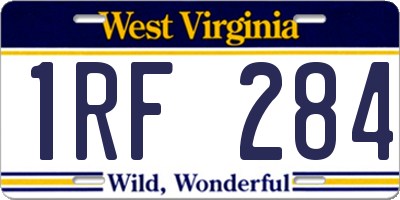 WV license plate 1RF284