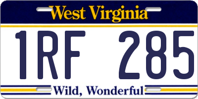 WV license plate 1RF285
