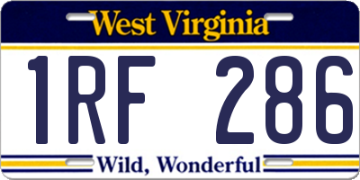 WV license plate 1RF286