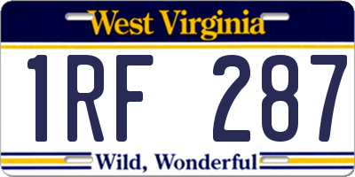 WV license plate 1RF287