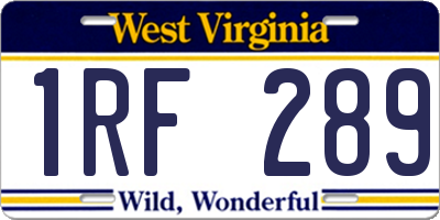 WV license plate 1RF289