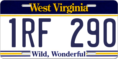 WV license plate 1RF290