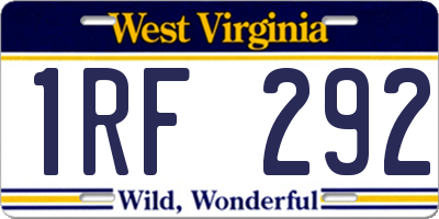 WV license plate 1RF292