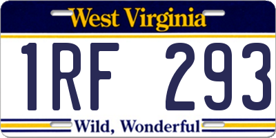 WV license plate 1RF293