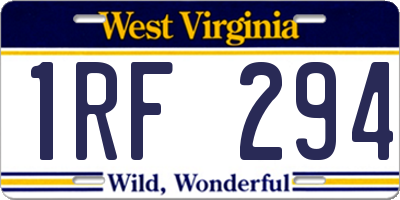 WV license plate 1RF294