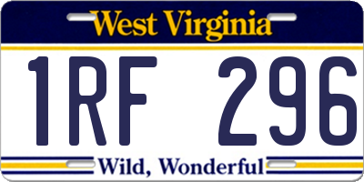 WV license plate 1RF296