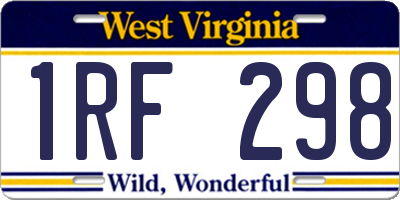 WV license plate 1RF298