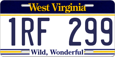WV license plate 1RF299