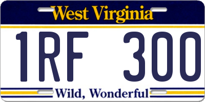 WV license plate 1RF300