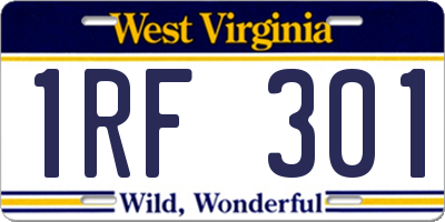 WV license plate 1RF301