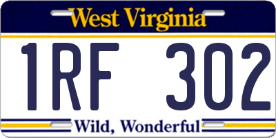 WV license plate 1RF302