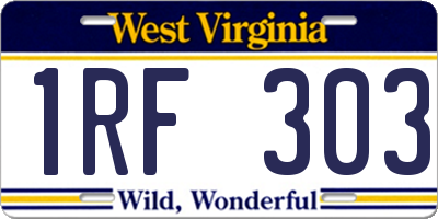 WV license plate 1RF303