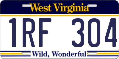 WV license plate 1RF304