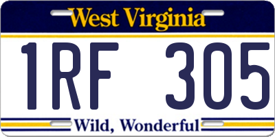 WV license plate 1RF305