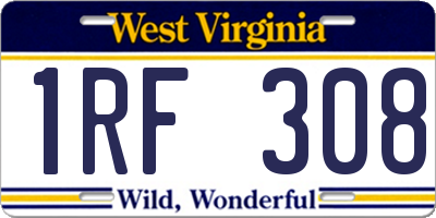 WV license plate 1RF308