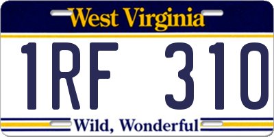 WV license plate 1RF310