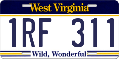 WV license plate 1RF311