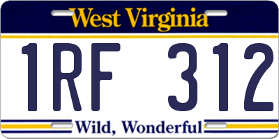 WV license plate 1RF312