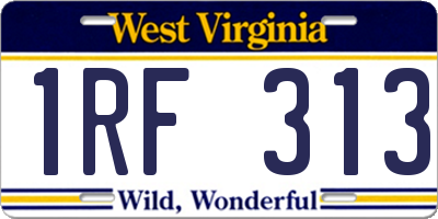 WV license plate 1RF313