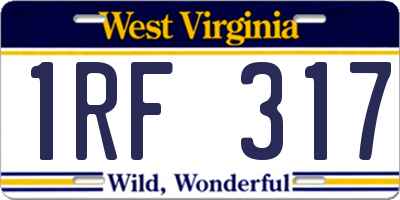 WV license plate 1RF317