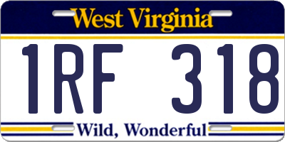 WV license plate 1RF318