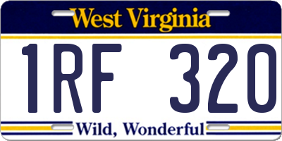WV license plate 1RF320