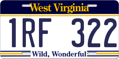 WV license plate 1RF322