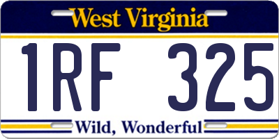 WV license plate 1RF325