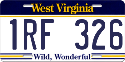 WV license plate 1RF326