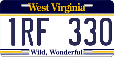 WV license plate 1RF330