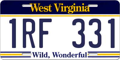 WV license plate 1RF331