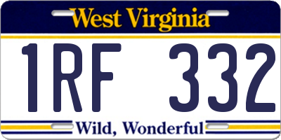 WV license plate 1RF332