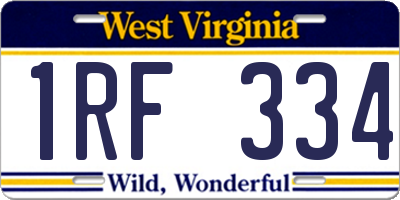WV license plate 1RF334