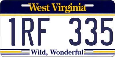 WV license plate 1RF335