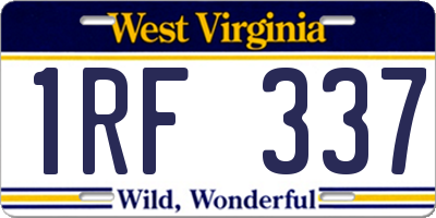 WV license plate 1RF337