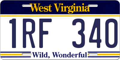 WV license plate 1RF340