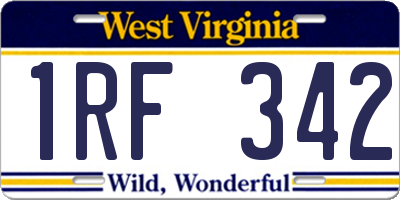 WV license plate 1RF342